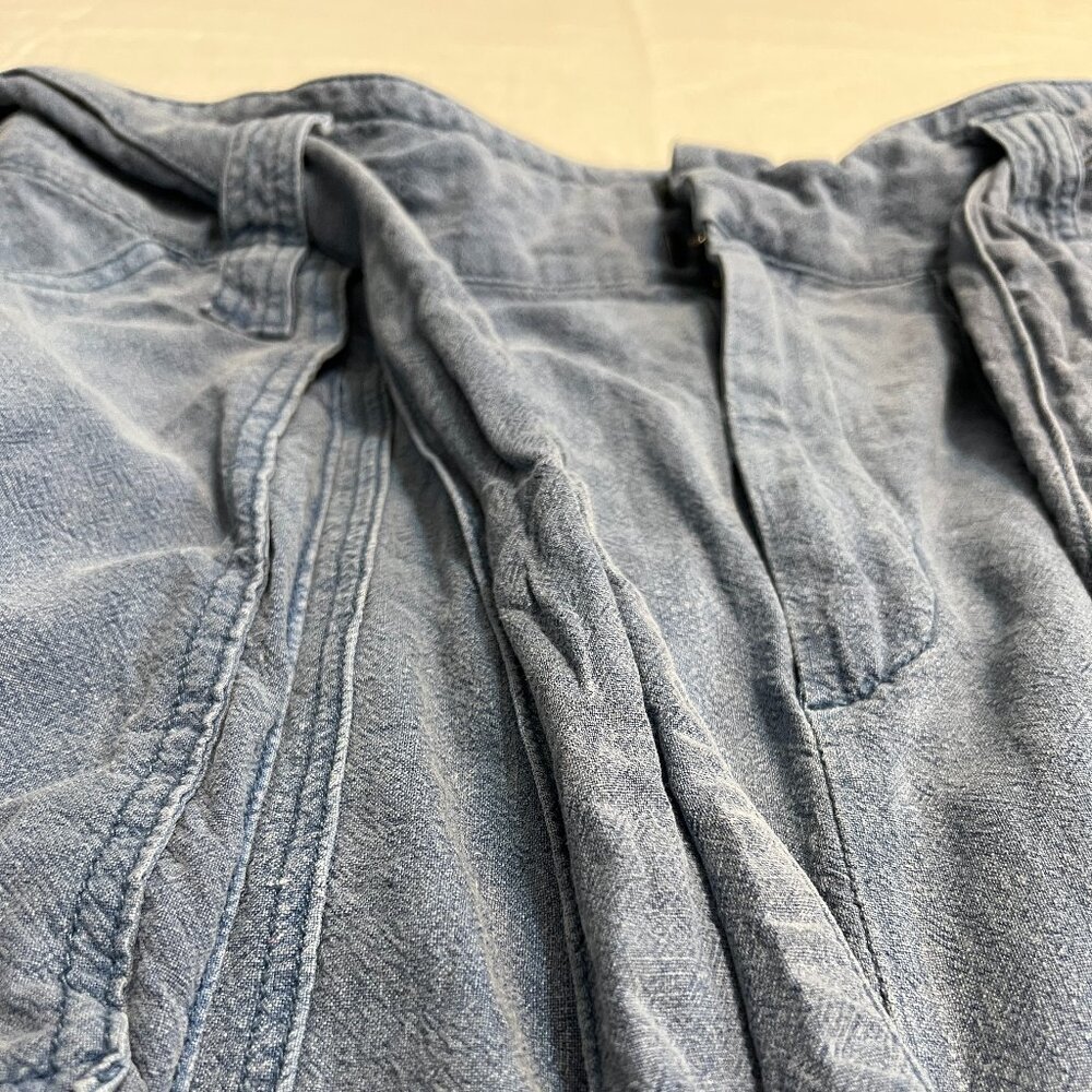 Free People Utility Cargo Midi Skirt Blue Belted Pockets Women's Size 12 - Picture 4 of 10